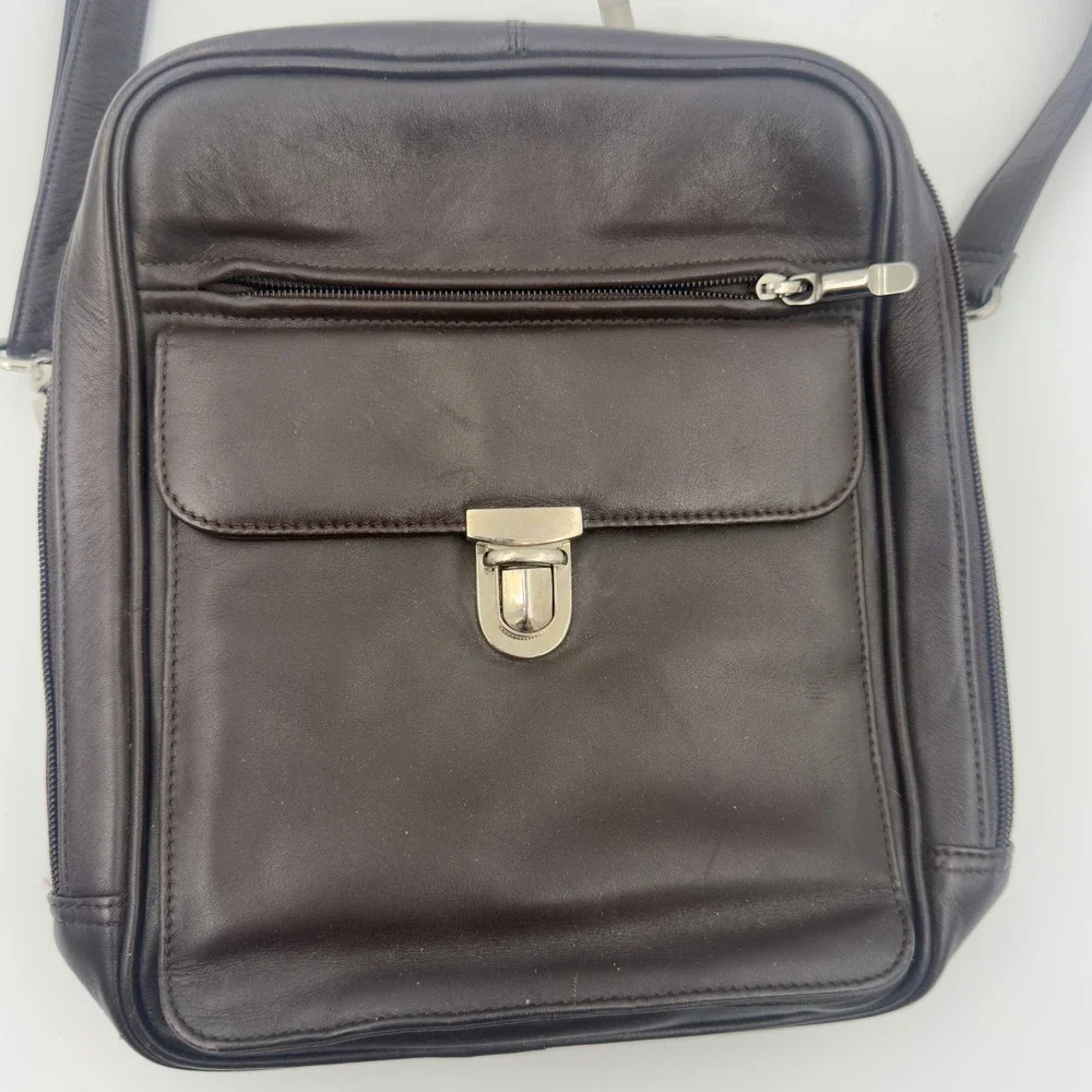 Osgoode Marley Leather Messenger Crossbody Bag Brown Medium